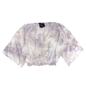 BLUE LIFE Hayley Faux Wrap Kimono Top in Goddess Oasis Lavender Tie Dye Small